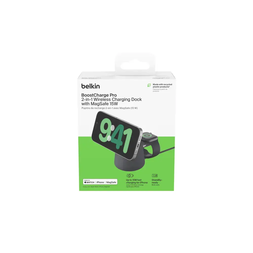 Base de Carga Inalambrica Belkin 2 en 1 con MagSafe - Negro - Image 5