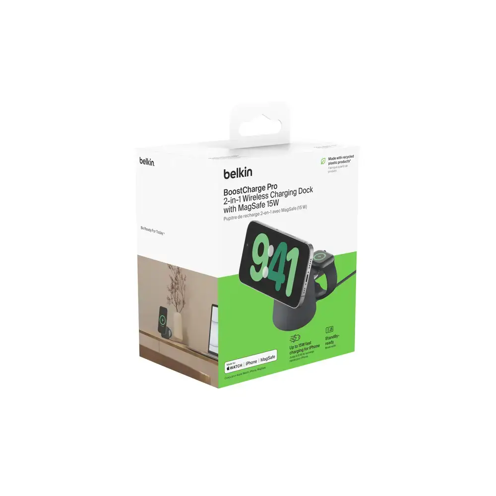 Base de Carga Inalambrica Belkin 2 en 1 con MagSafe - Negro - Image 6