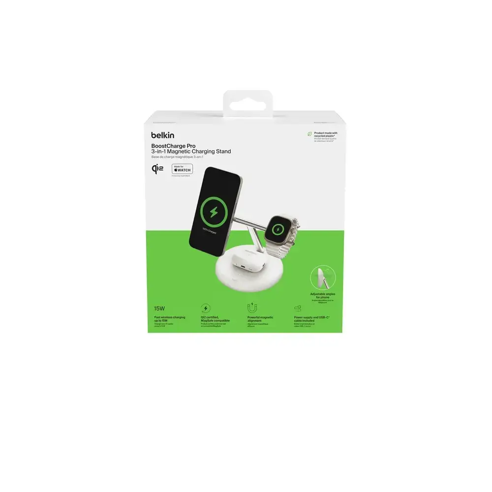 Base de Carga Inalambrica Belkin 3 en 1 con Qi2 - Blanco - Image 6