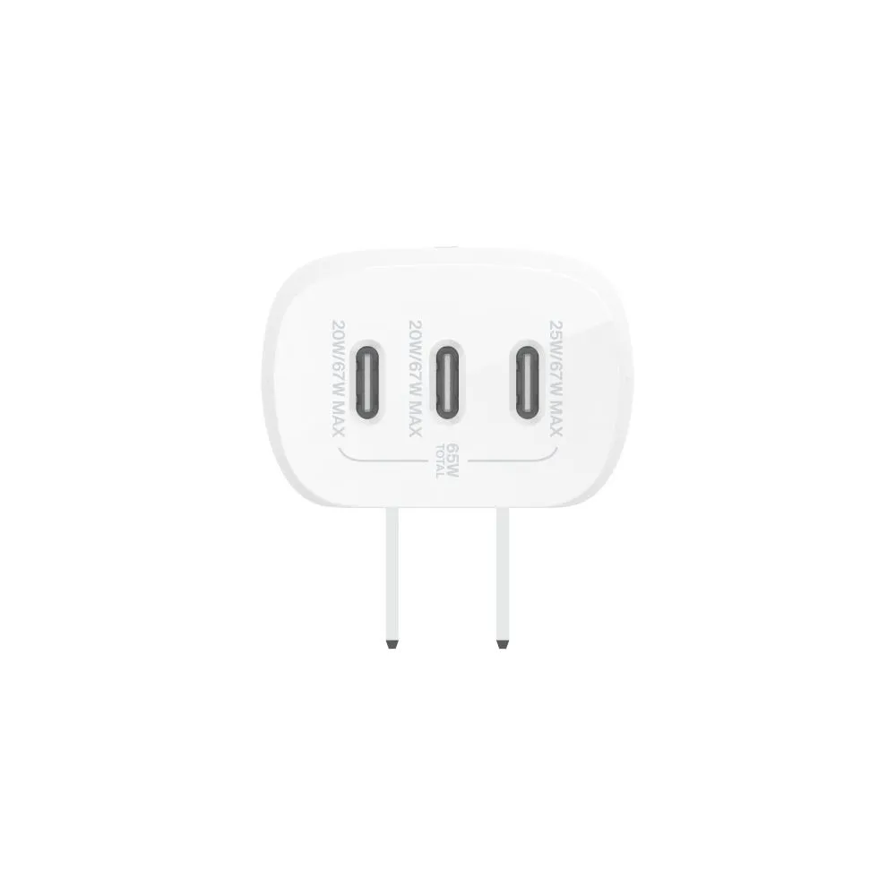 Cargador de Pared Inteligente Belkin Triple USB-C 67W - Blanco - Image 3